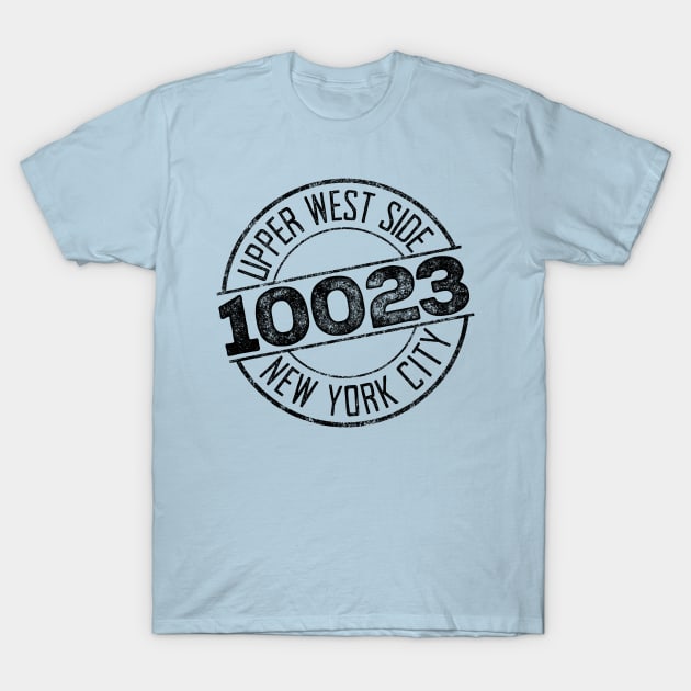 Upper West Side 10023 (Black print) T-Shirt by UselessRob